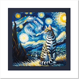 Toyger Starry Night Inspired - Artistic Cat Posters and Art